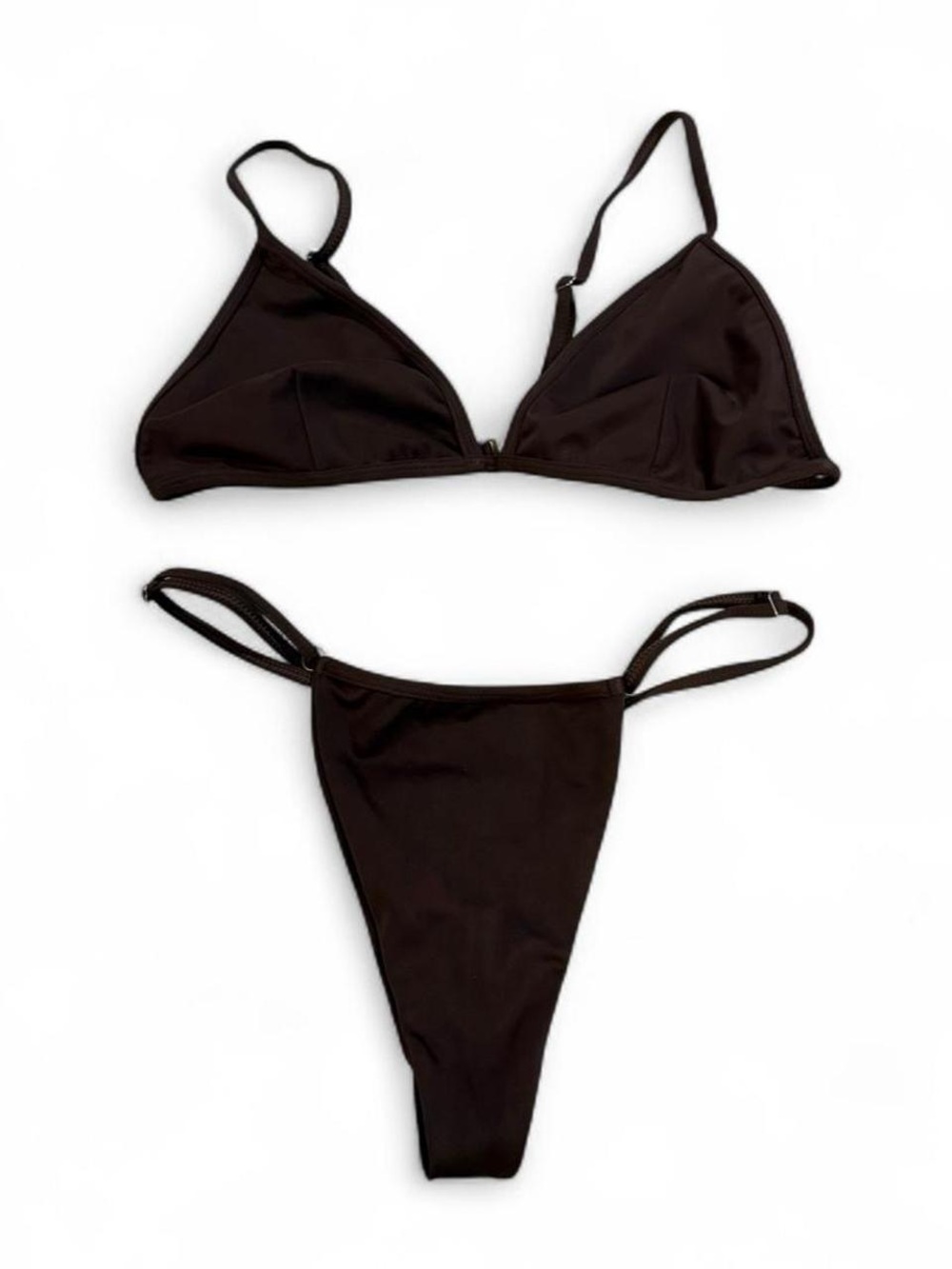 Brown Brazilian Style High Leg Thong Bikini Set